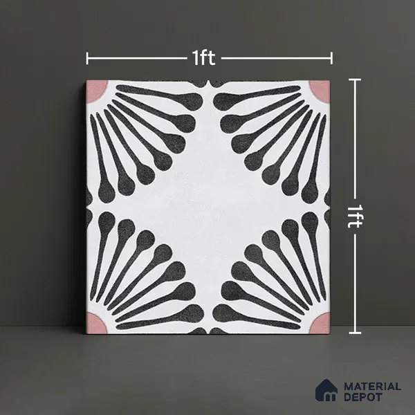 Floral Wall Tile TL 07245 Plana 4002 Granula 1 ft x 1 ft Ceramic Matte Finish - 9 mm  | 2 mm Spacer is Mandatory | Please Expect a Slight Variation of Pattern (Sample)